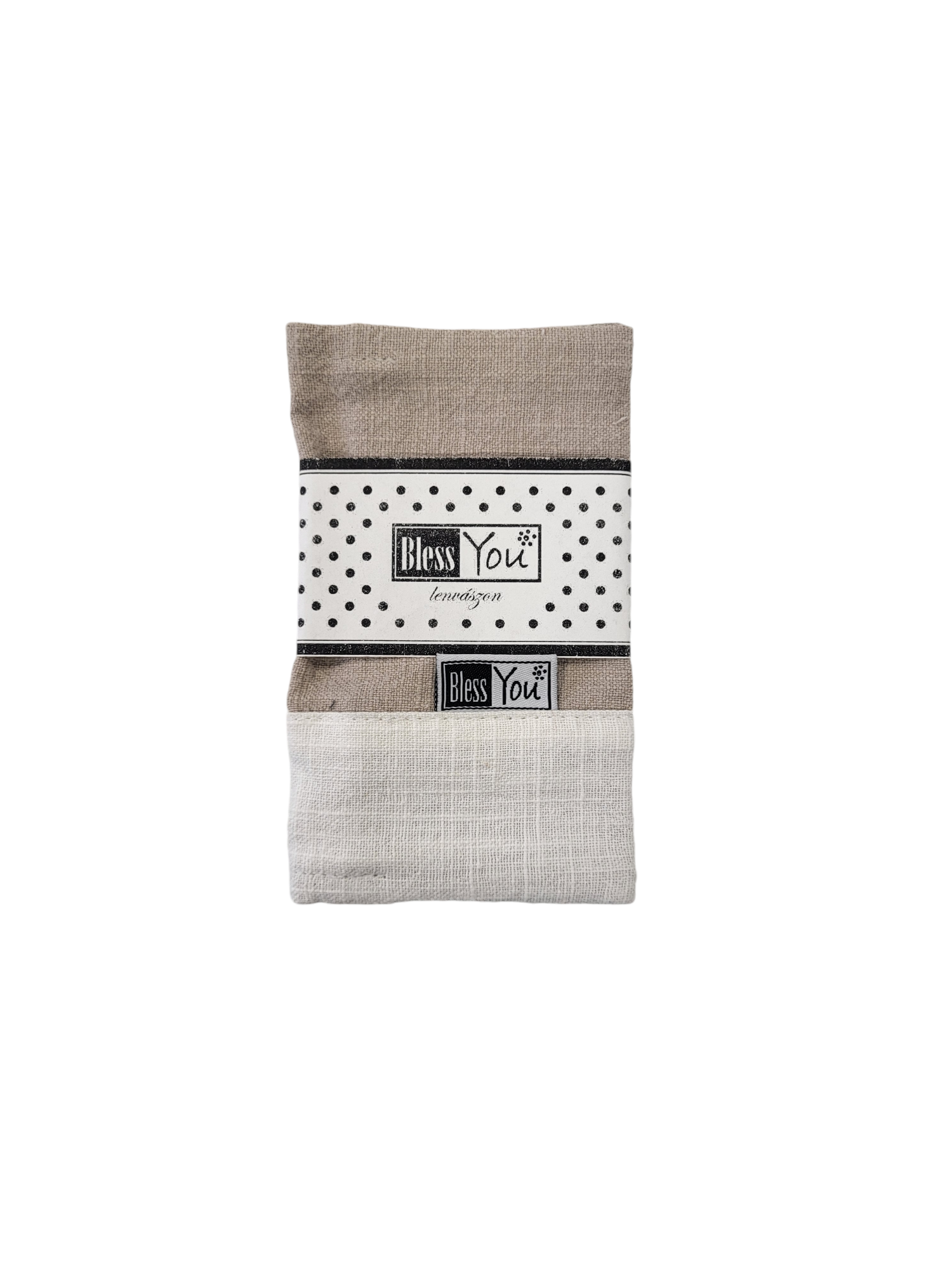 Textil zsebkendőtartó, bézs - fehér (Bless You)
