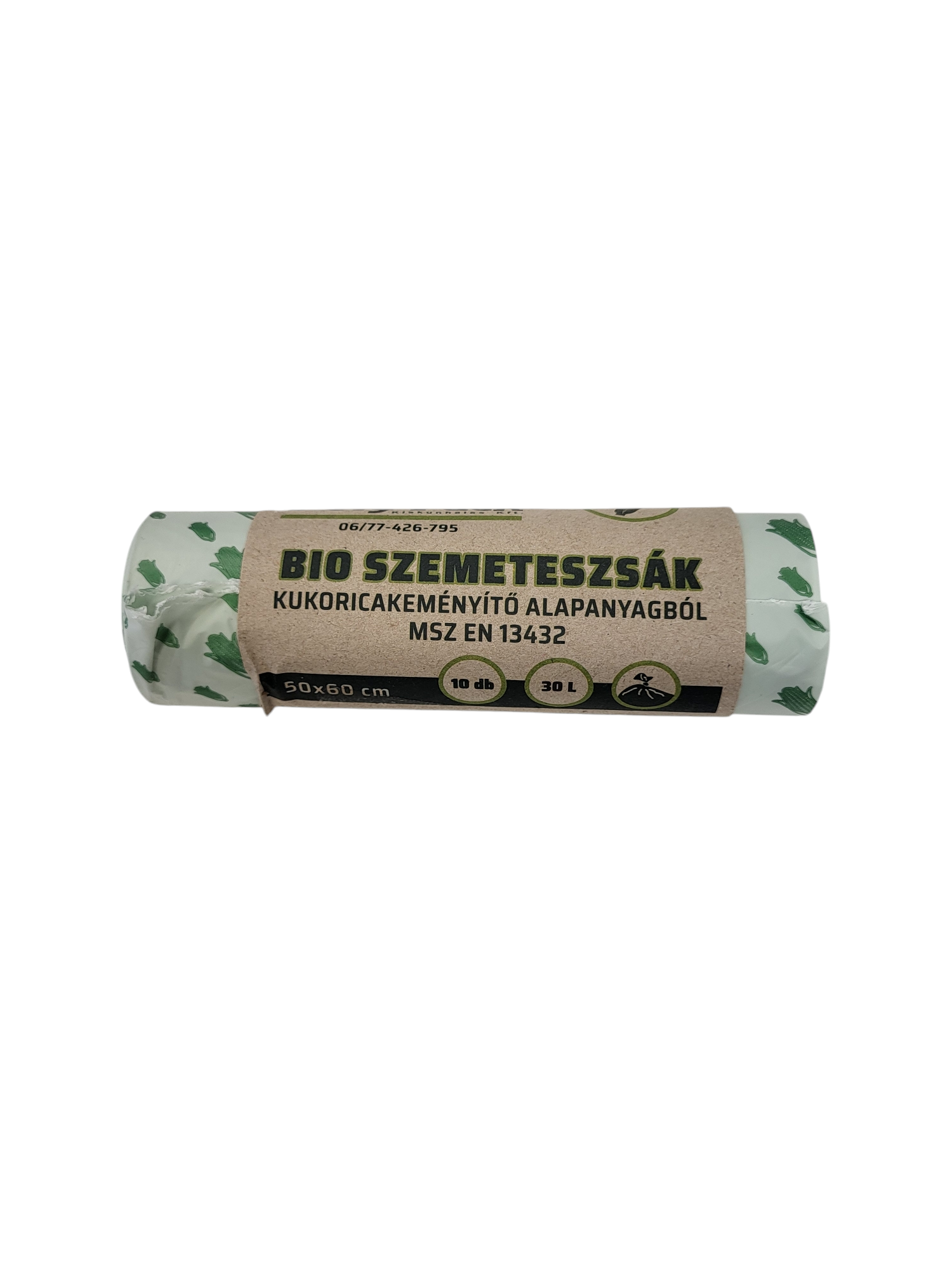 Lebomló, komposztálható PLA bio/öko zsák, 50 x 60 cm (30 l) 10db-os