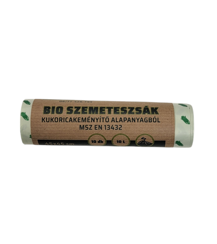 Lebomló, komposztálható PLA bio/öko zsák, 45 x 45 cm (10 l) 10db-os