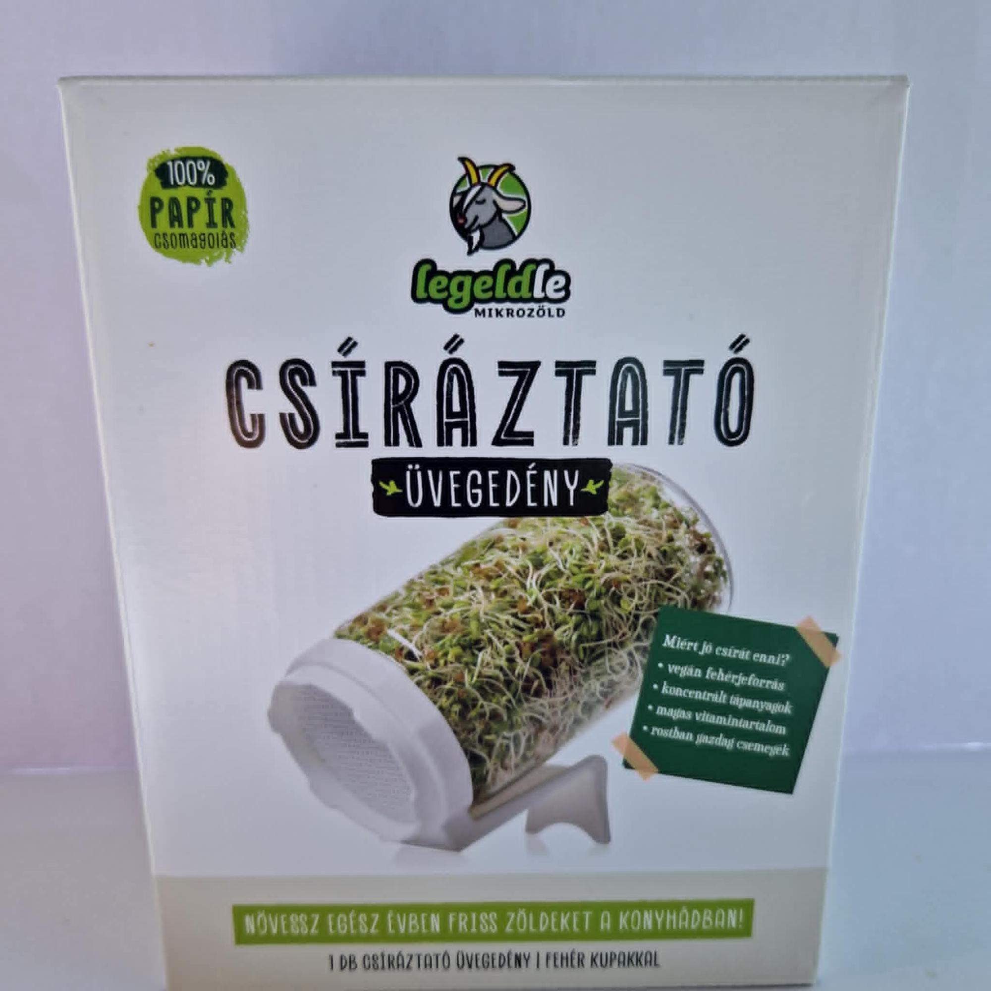 Csíráztató üvegedény fehér kupakkal