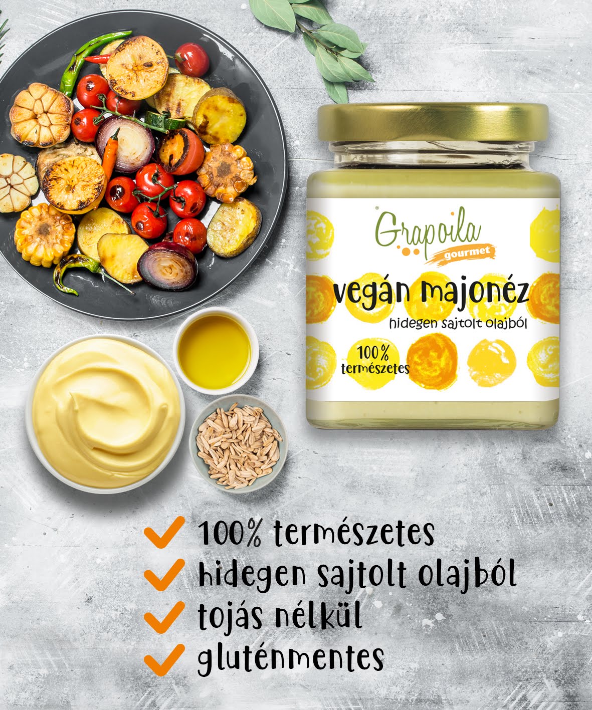 Vegán majonéz napraforgó olajjal 200g (Grapoila)
