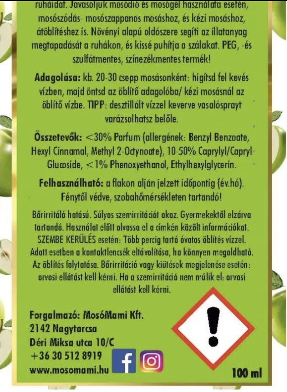 mosóparfüm (zamatos zöldalma) 10ml (MosóMami)