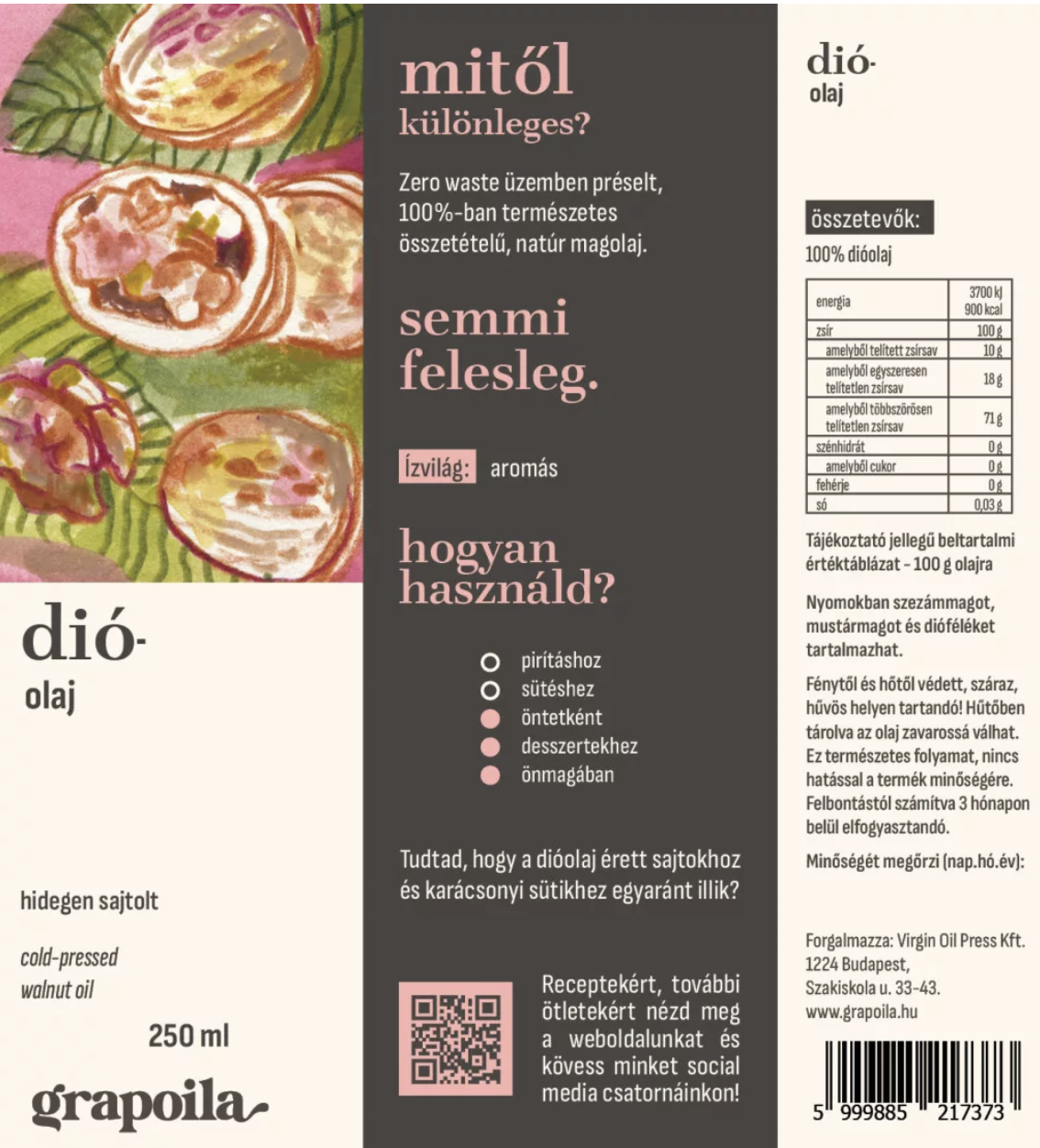 Grapoila Dióolaj 250 ml