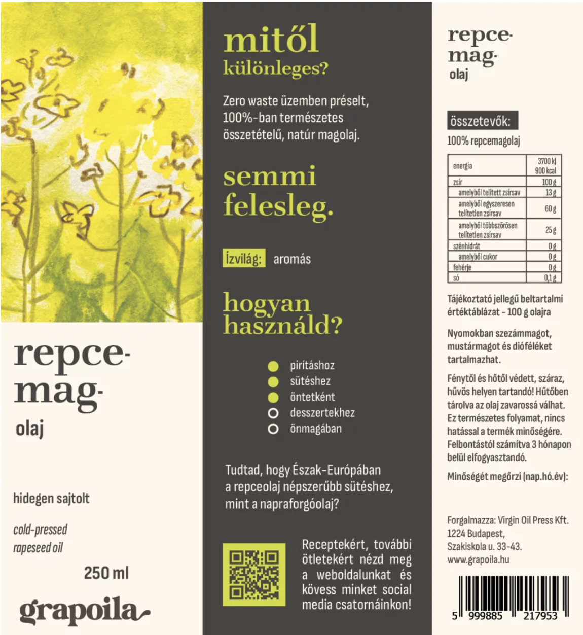Grapoila Repceolaj 250 ml