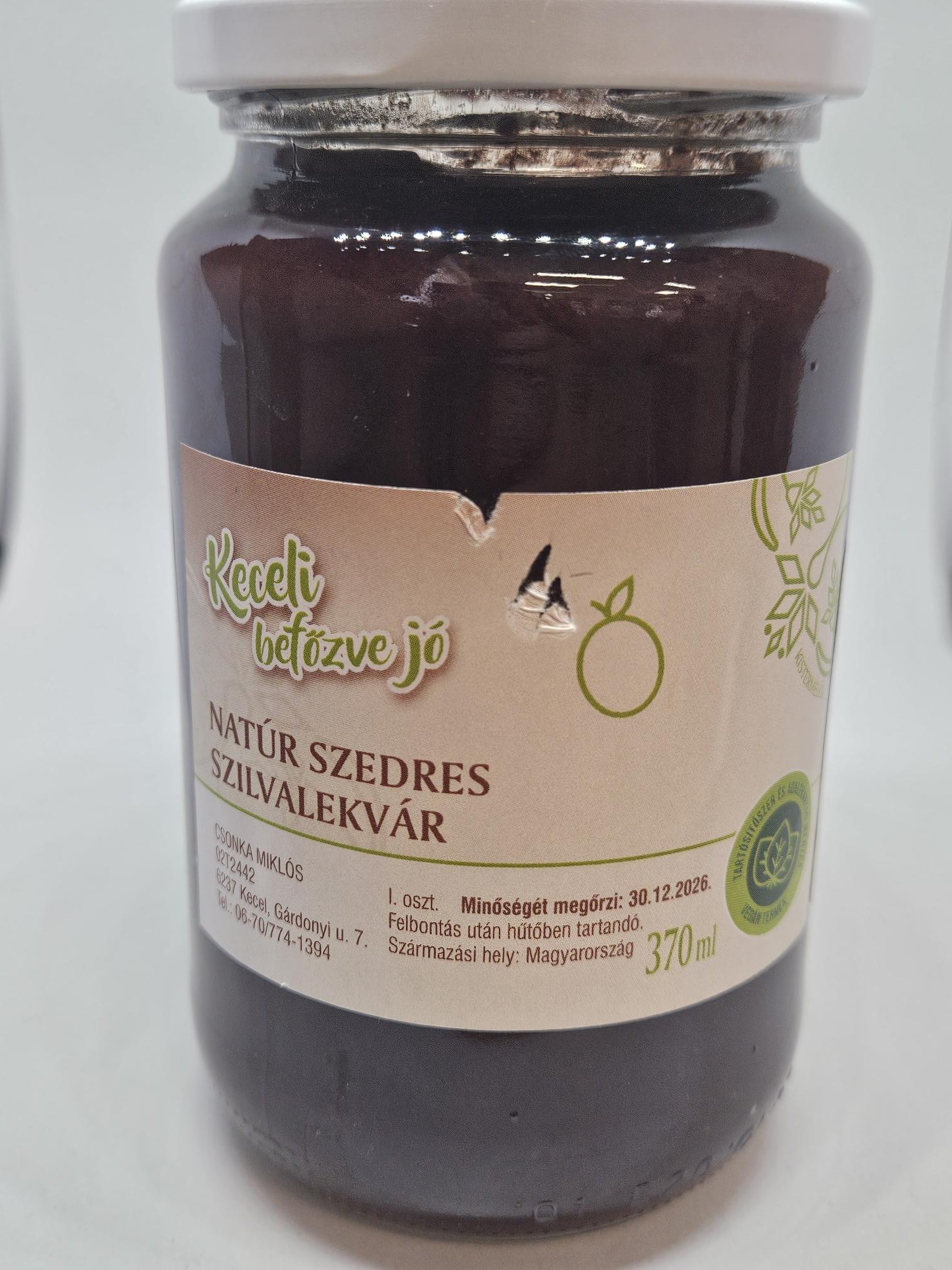 Natúr szedres szilvalekvár 370 ml (Keceli)