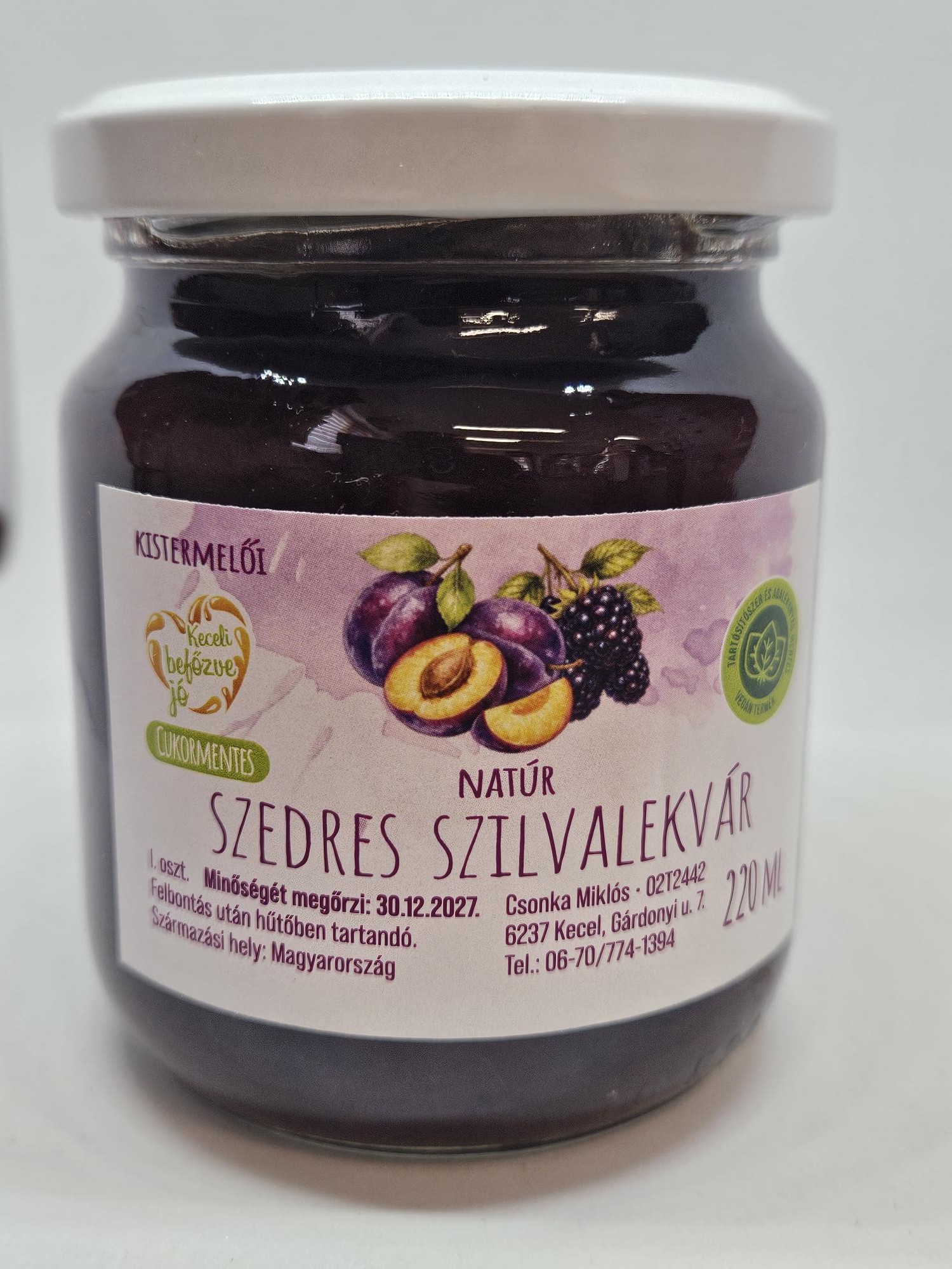 Natúr szedres szilvalekvár 220ml (Keceli)