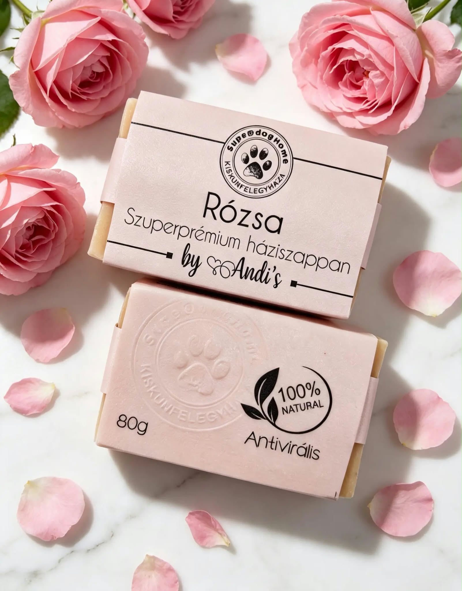 Szuperprémium háziszappan -rózsa   80g (SuperdogHome)