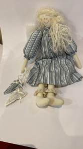 Retro angyal újrahasznosított anyagból - 56cm