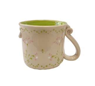Kerámia teás bögre,fordított füllel-neon zöld(Edi s Ceramics)