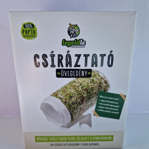 Csíráztató üvegedény fehér kupakkal