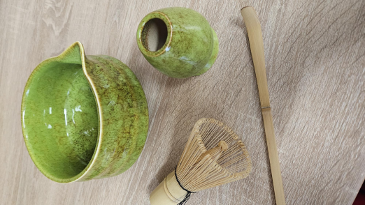 matcha készítő szett 4 db os zöld/Tál+ecset+kanál+tartó/